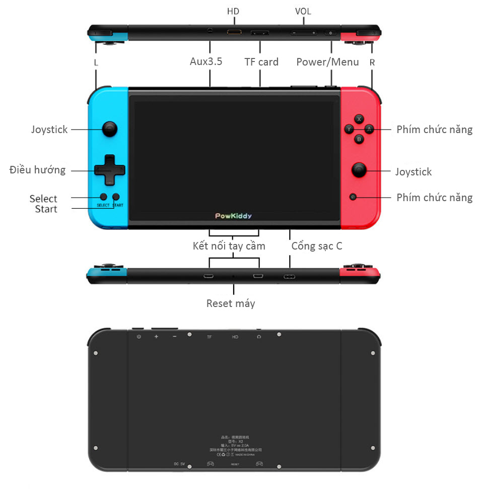 Máy chơi game cầm tay màn hình 7inch PSP PowKiddy X2PRO