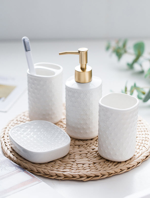 Bộ đồ dùng nhà tắm 5 món sứ Ceramic 330ml Zixin ZANE14