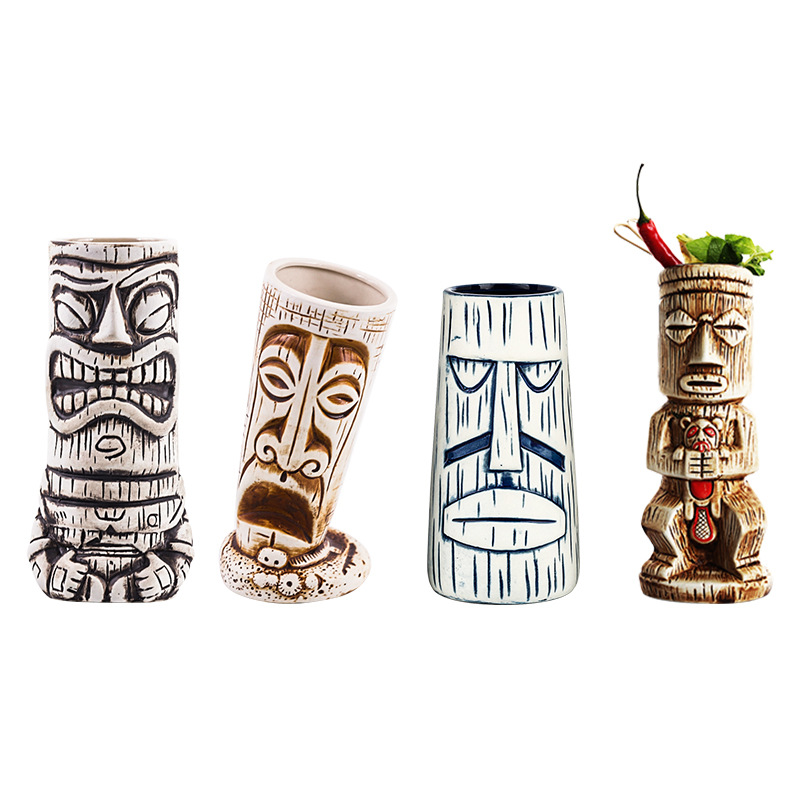Ly Cocktail gốm sứ phong cách thổ dân Hawaii Barx BX006