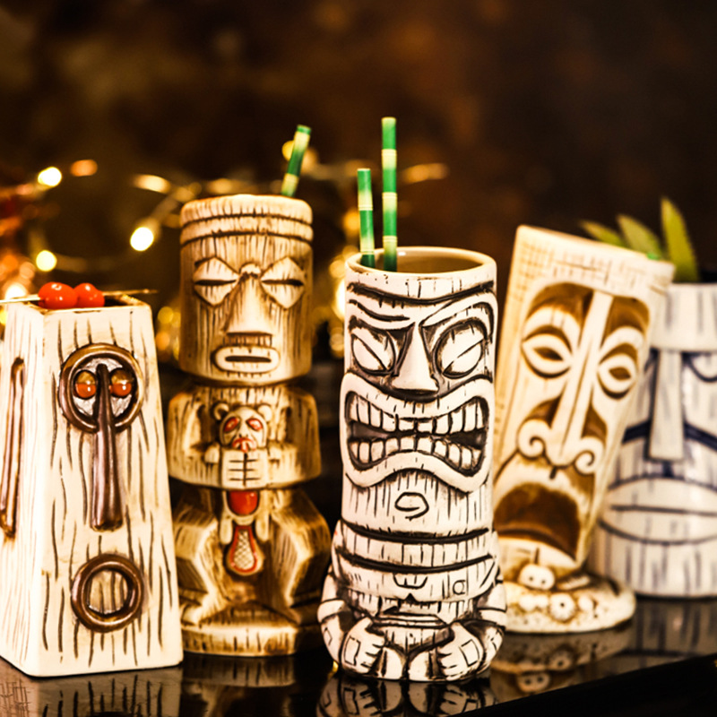 Ly Cocktail gốm sứ phong cách thổ dân Hawaii Barx BX006