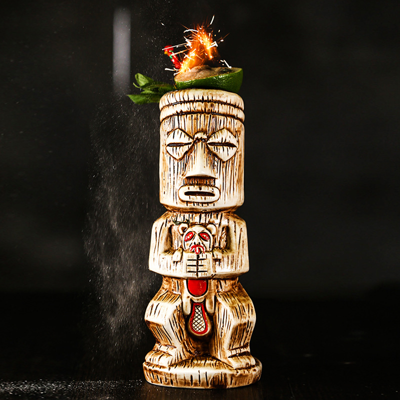 Ly Cocktail gốm sứ phong cách thổ dân Hawaii Barx BX006