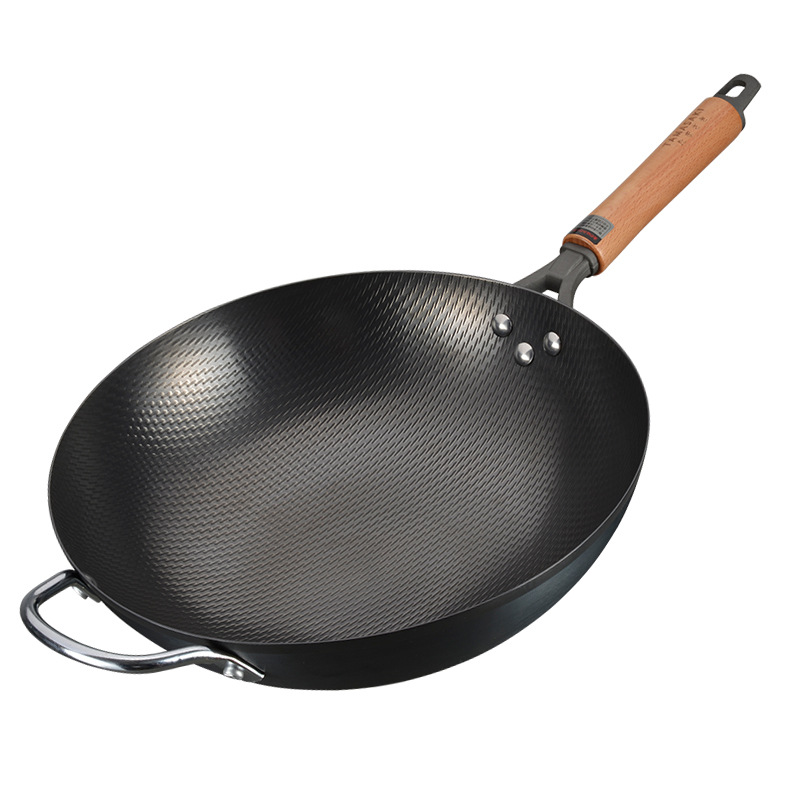 Chảo thép Nhật chống dính vật lý quai gỗ 32cm TAMASAKI TGLW32