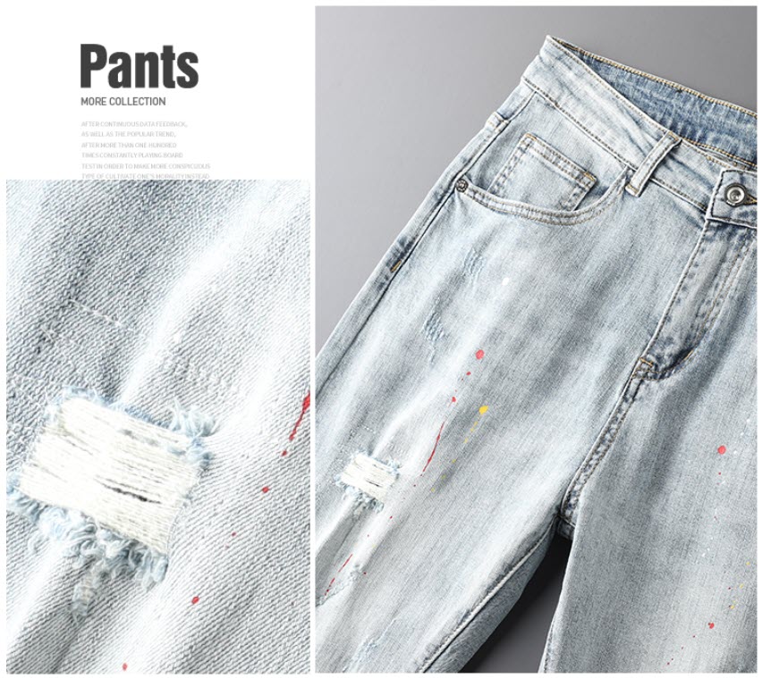 Quần jean nam wash trắng Sweecoe SW9213 Korean style 2022
