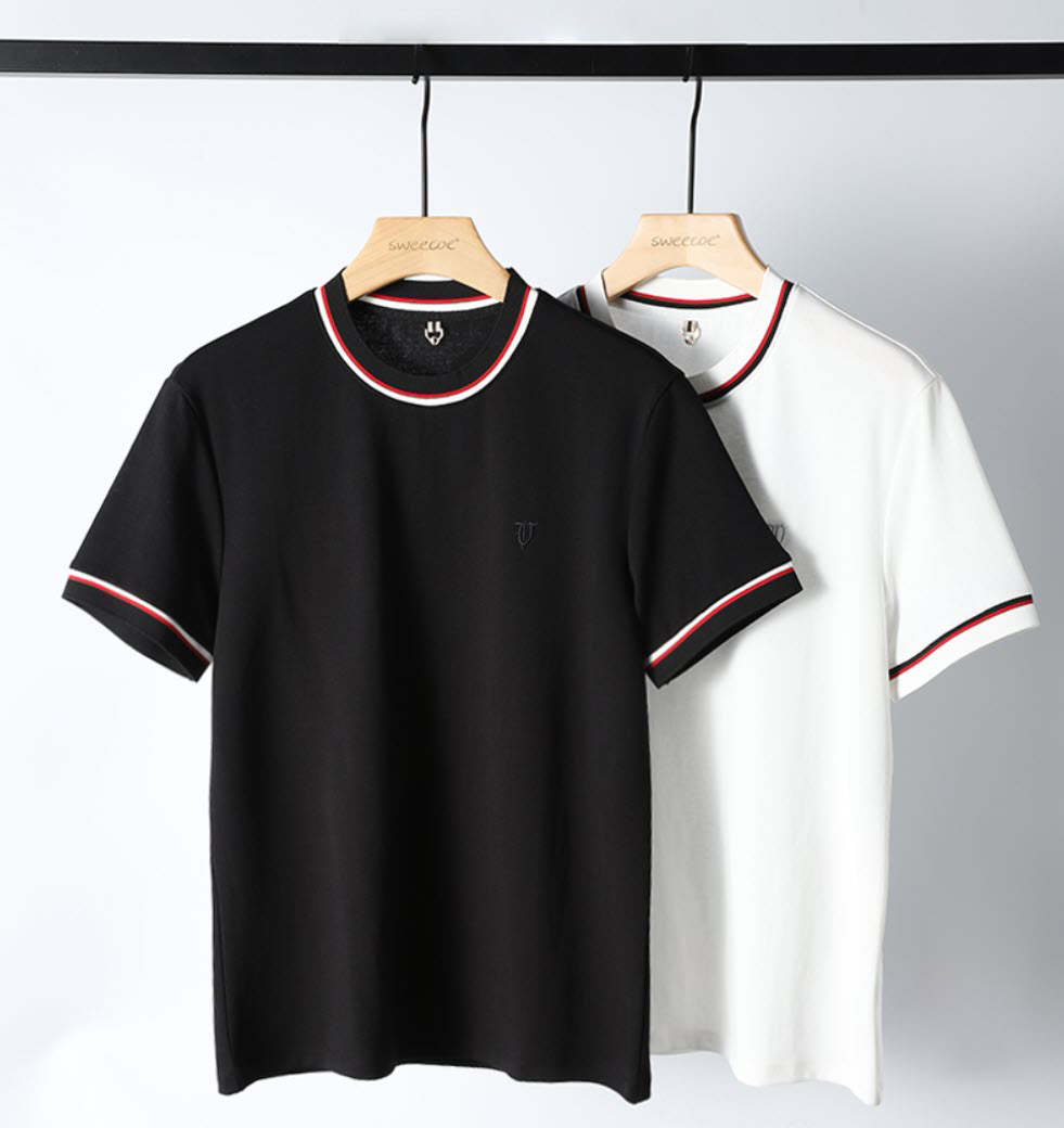 Áo thun nam viền cổ và tay Sweecoe SW2202 summer style 2022