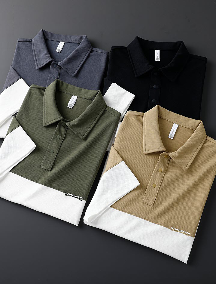 Áo thun polo nam Sweecoe SW90015 phối màu Japanese style 2022
