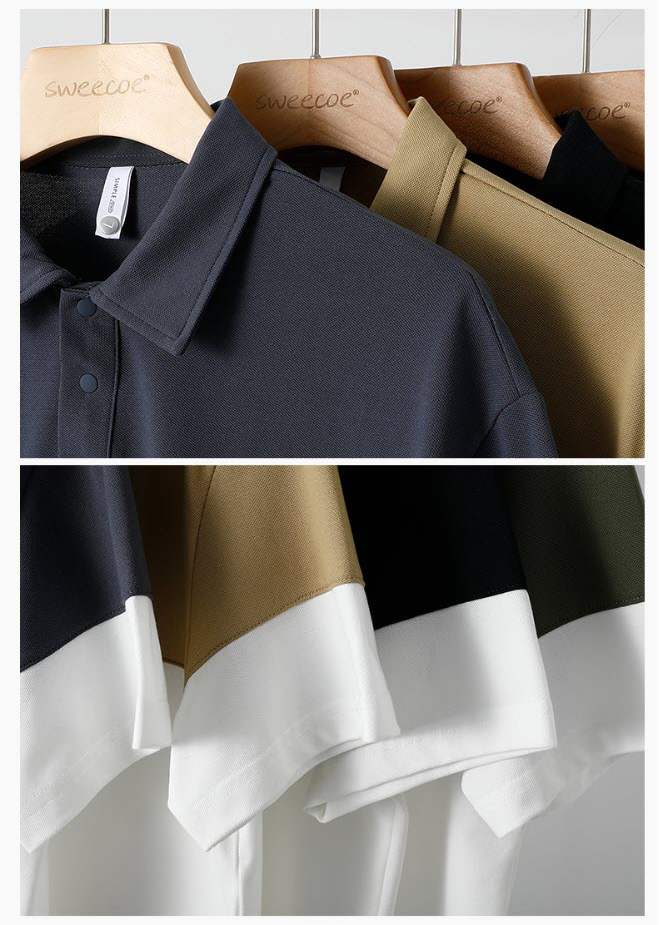 Áo thun polo nam Sweecoe SW90015 phối màu Japanese style 2022