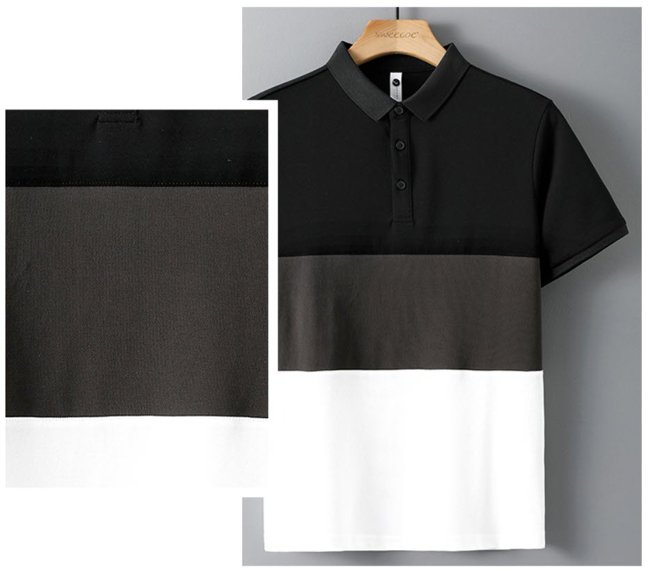 Áo thun polo nam phối sọc Sweecoe SWD3539 summer trend 2022