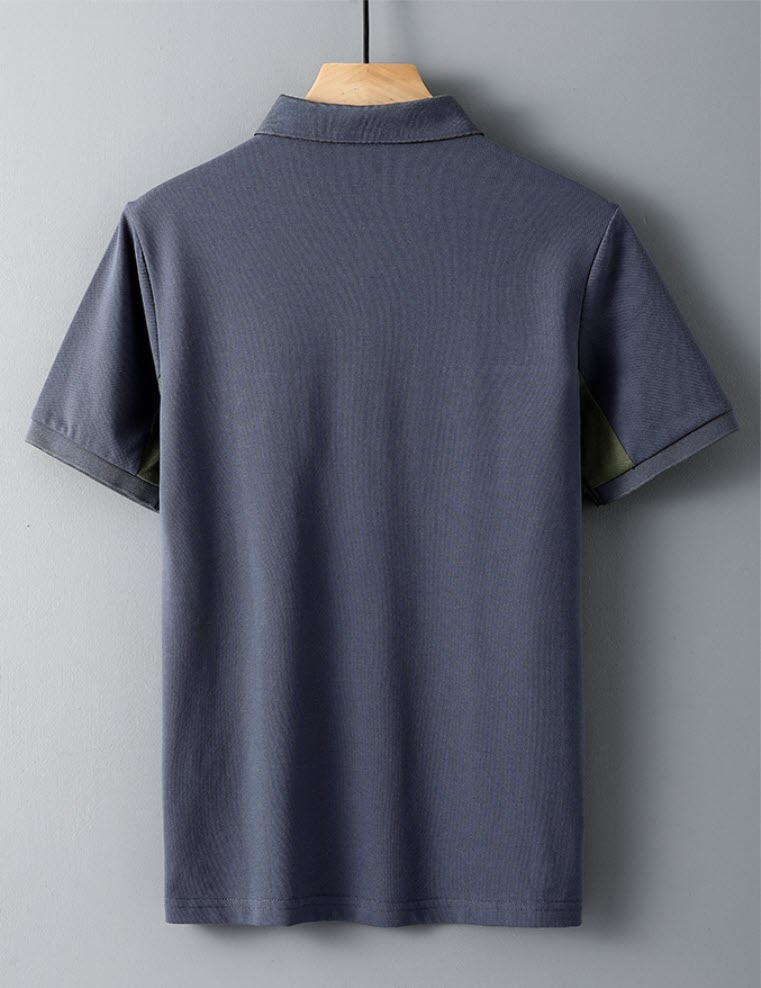 Áo thun polo nam phối sọc Sweecoe SWE95003 summer style 2022