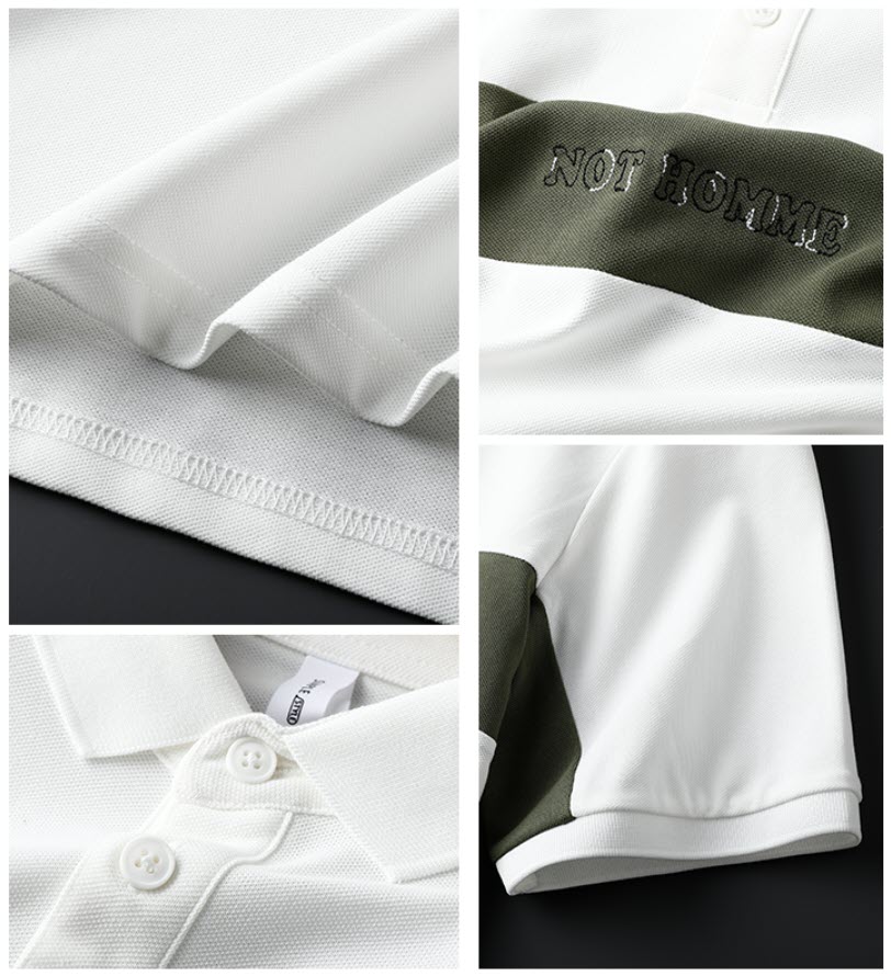 Áo thun polo nam phối sọc Sweecoe SWE95003 summer style 2022
