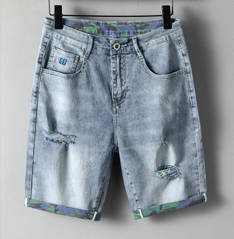 Quần short jean nam Sweecoe SWB3931L Amerian rock style 2022