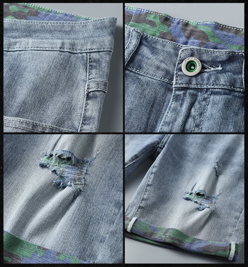 Quần short jean nam Sweecoe SWB3931L Amerian rock style 2022
