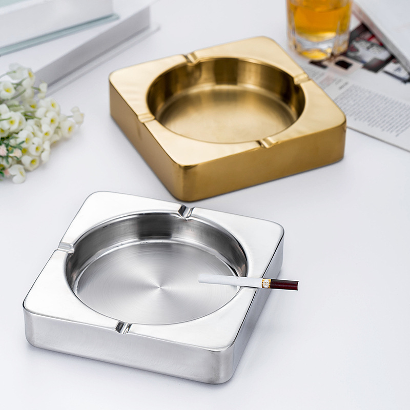 Gạt tàn 2 lớp chống nóng inox 201 mạ vàng Millai ML2422