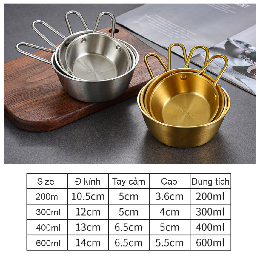 Chén inox 304 có tay cầm OEM CM15150 cho nhà hàng khách sạn