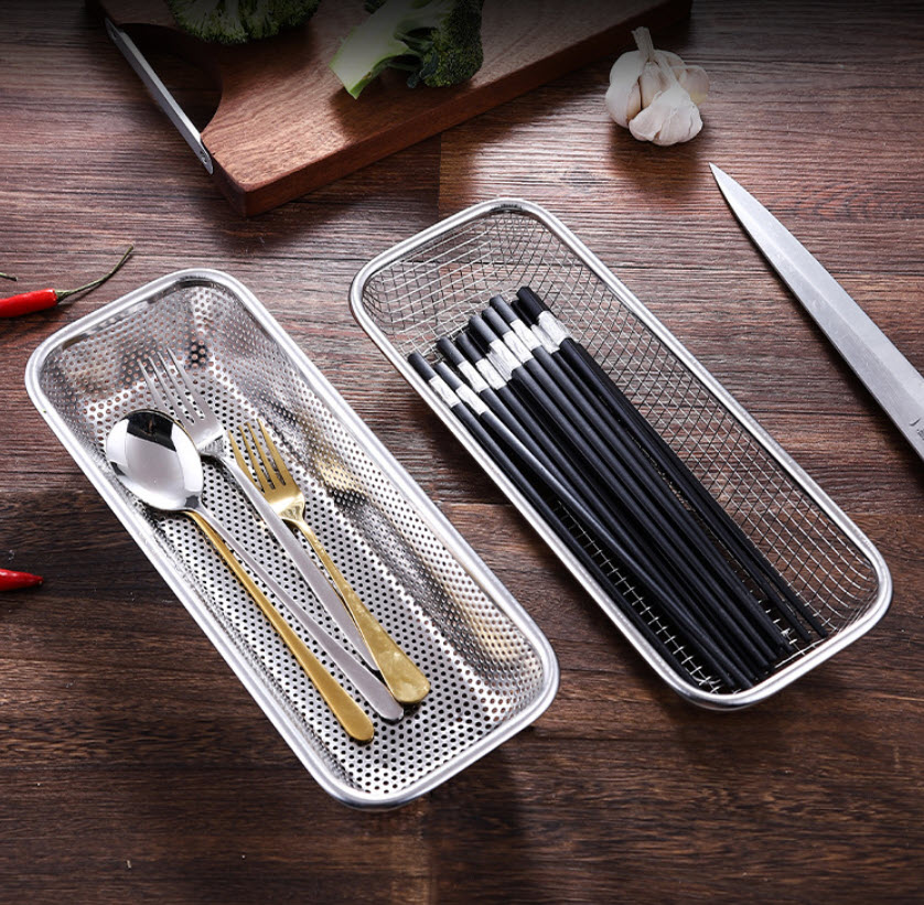 Bộ rổ đựng muỗng đũa inox 304 OEM CM1108 cho nhà hàng khách sạn gia đình