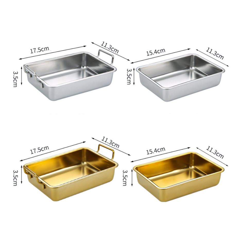 Khay inox 304 đựng thức ăn nướng bánh OEM CM005