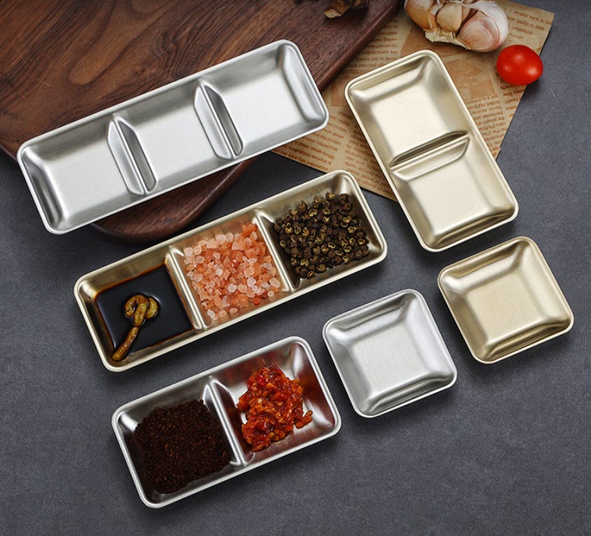 Khay đựng nước chấm nước sốt gia vị inox 304 OEM CM006