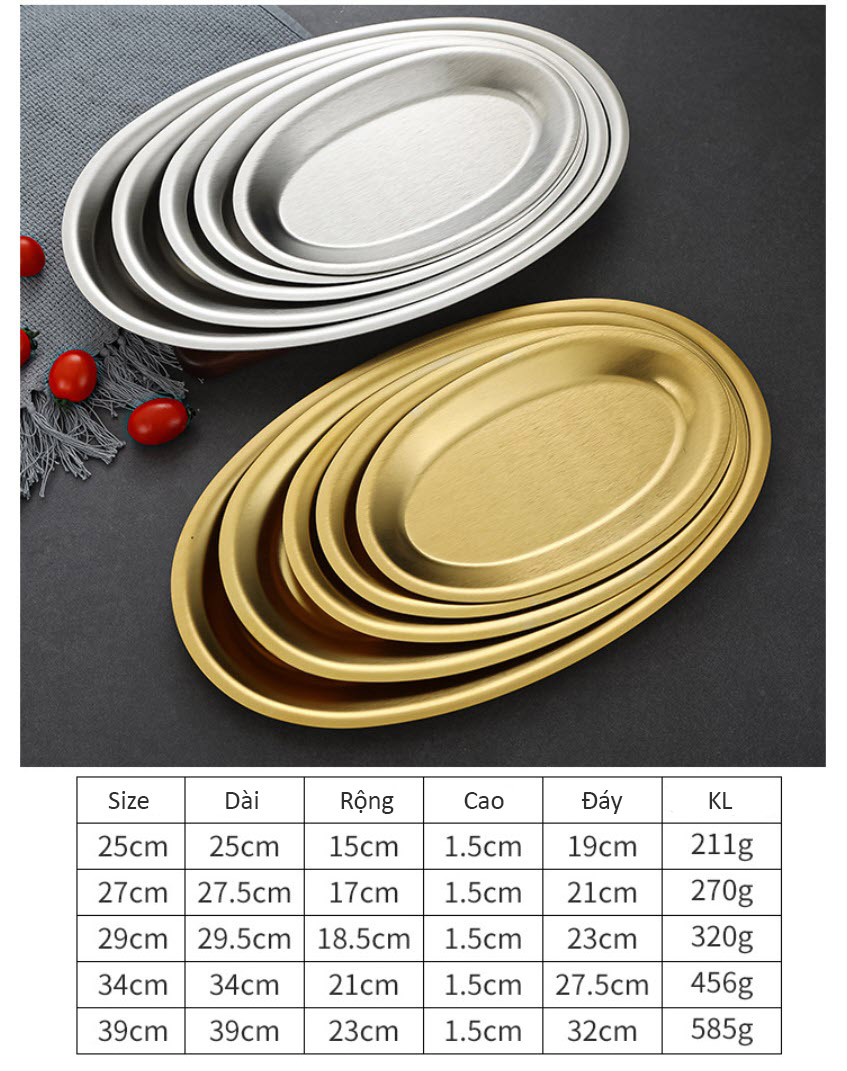 Dĩa oval inox 304 đựng thức ăn OEM CM008
