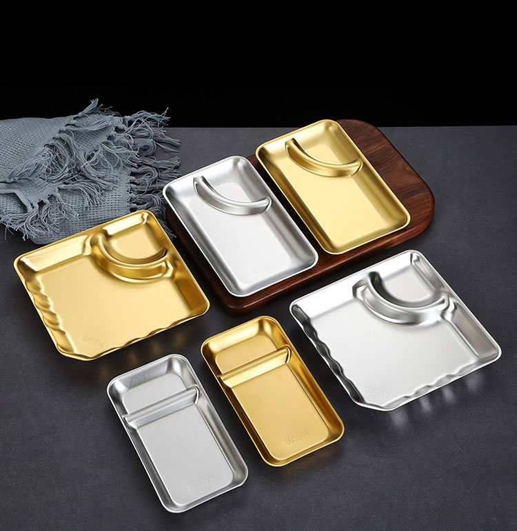 Đĩa đựng gà - khoai tây chiên - phi lê cá - thức ăn nhanh có ngăn sốt inox 304 A8888