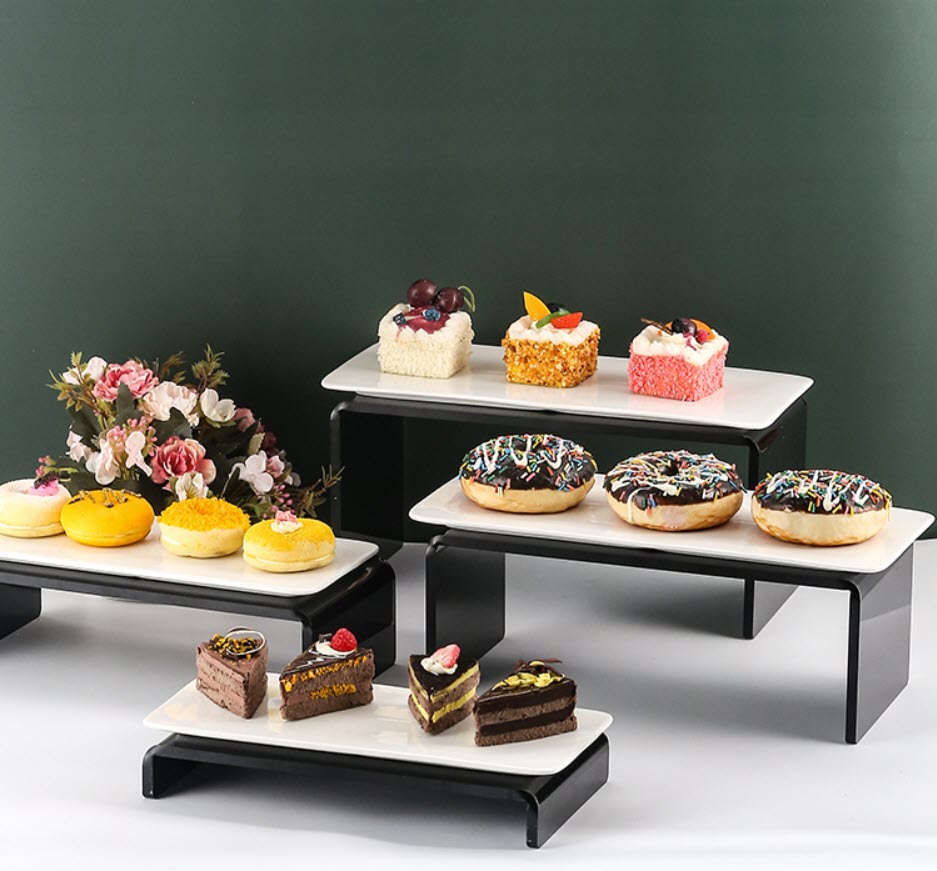 Kệ trưng bày buffet sushi bánh kẹo 4 tầng OEM JUX002