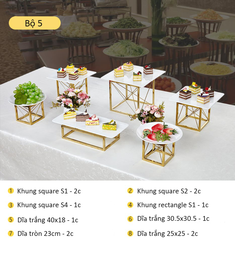 Kệ trưng bày buffet sushi bánh kẹo nhiều size OEM JUX003