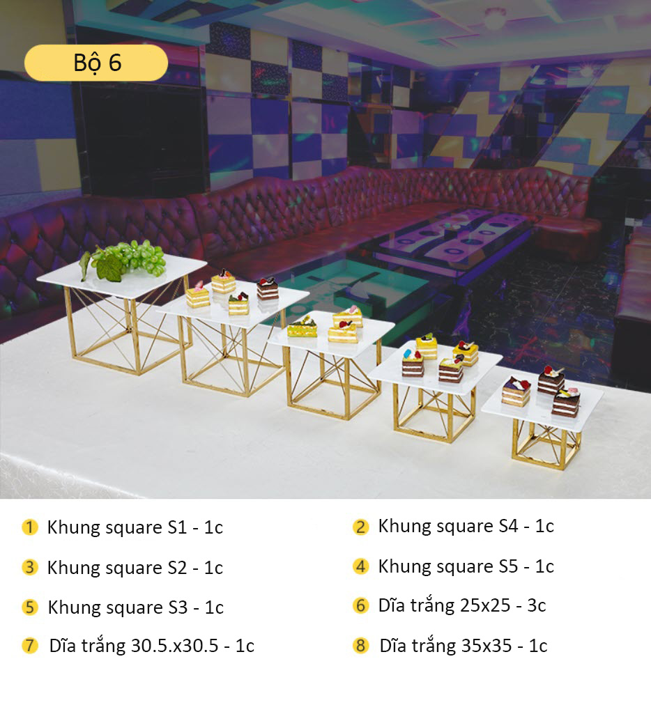 Kệ trưng bày buffet sushi bánh kẹo nhiều size OEM JUX003