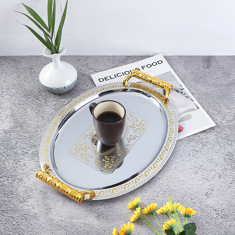 Khay inox 2 tay cầm oval OEM B180