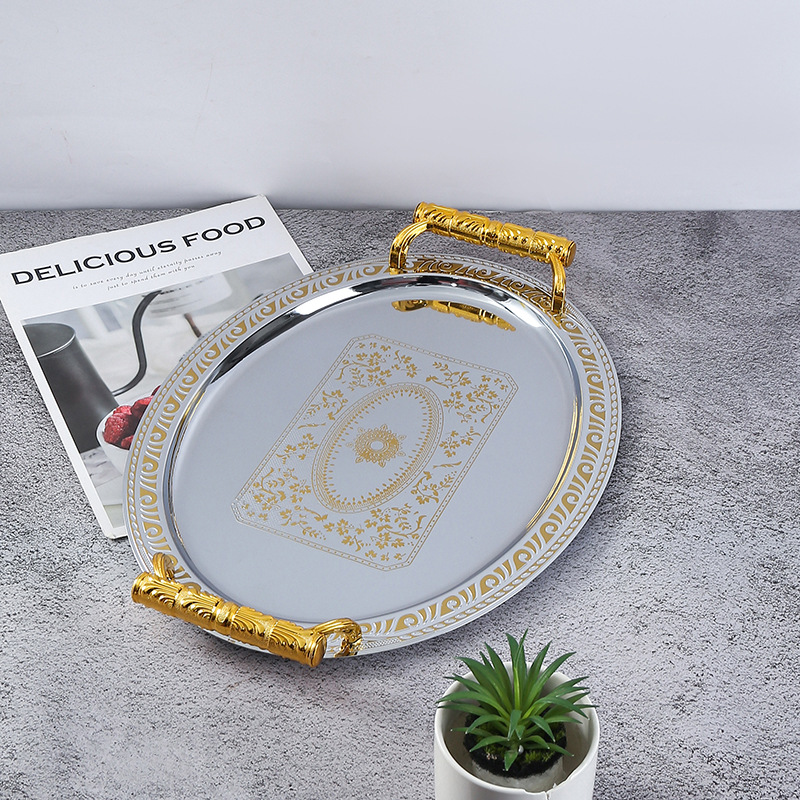 Khay inox 2 tay cầm oval OEM B180