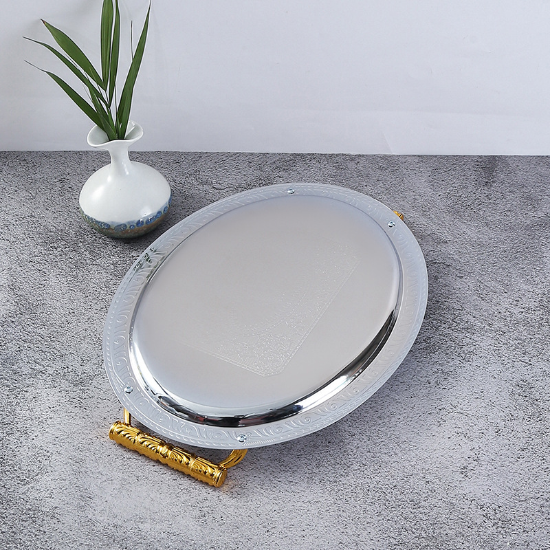 Khay inox 2 tay cầm oval OEM B180