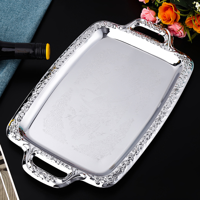 Khay inox 2 tay cầm chữ nhật OEM B181