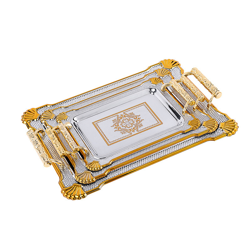 Khay inox chữ nhật 2 tay cầm OEM B119