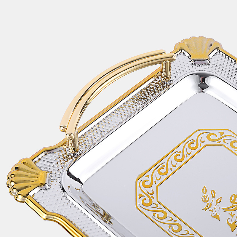 Khay inox chữ nhật 2 tay cầm OEM B119