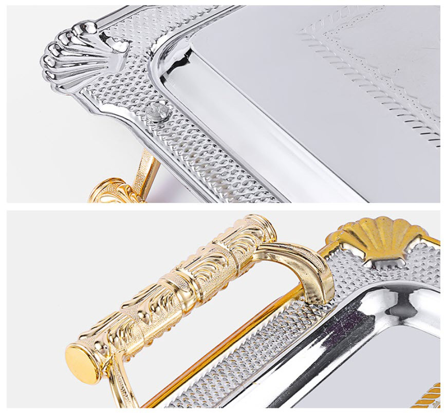 Khay inox chữ nhật 2 tay cầm OEM B119