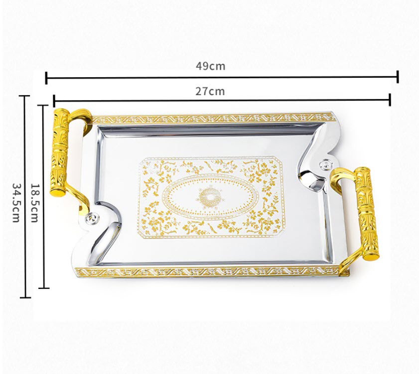 Khay inox chữ nhật 2 tay cầm OEM B702