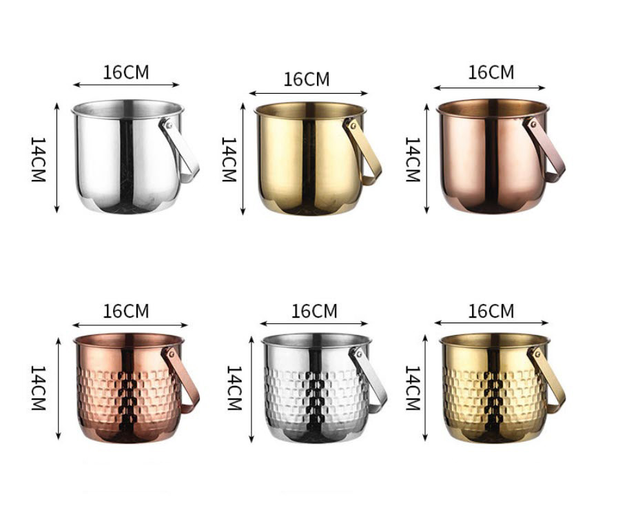 Xô đá inox 304 đựng đá ướp lạnh đồ uống OEM MH002