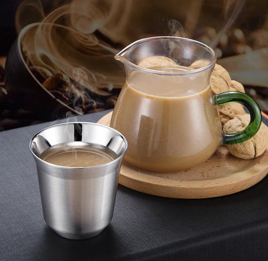 Ly inox uống cafe trà nóng 80-160ml cách nhiệt OEM HP0729