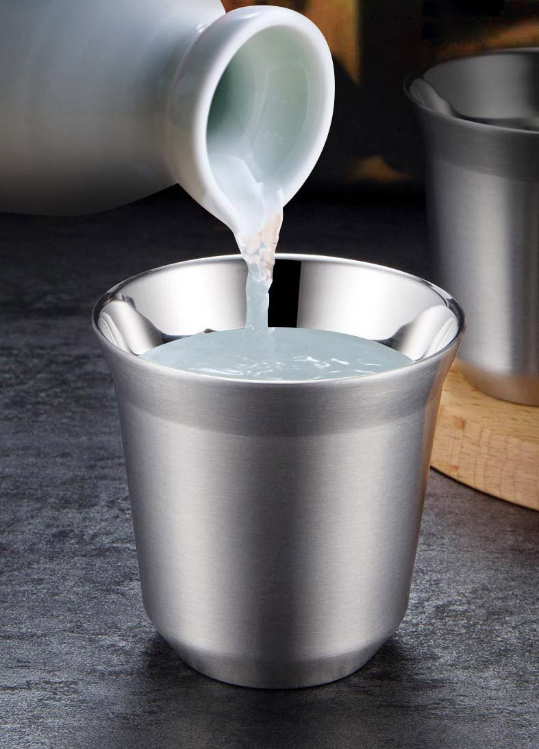 Ly inox uống cafe trà nóng 80-160ml cách nhiệt OEM HP0729
