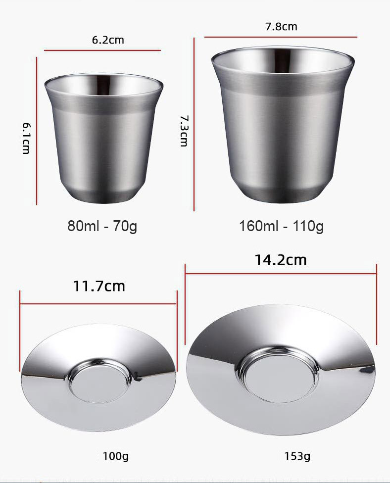 Ly inox uống cafe trà nóng 80-160ml cách nhiệt OEM HP0729