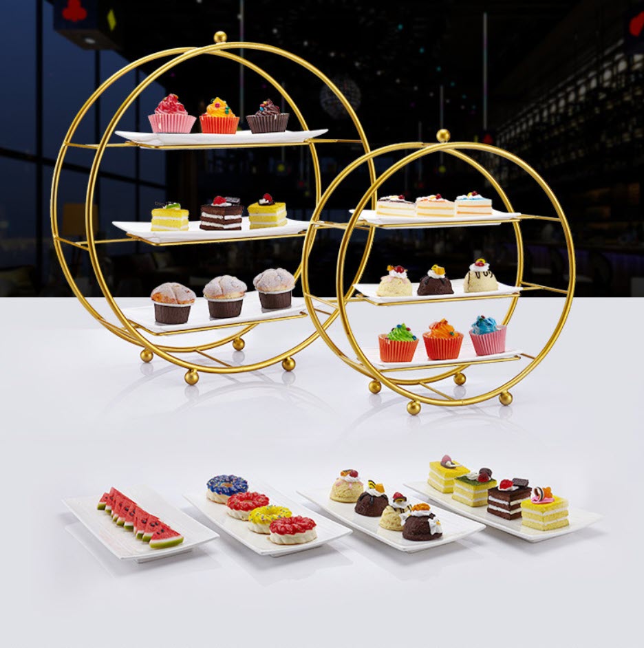 Kệ trưng bày bánh kẹo tiệc buffet 3 tầng OEM JD0035