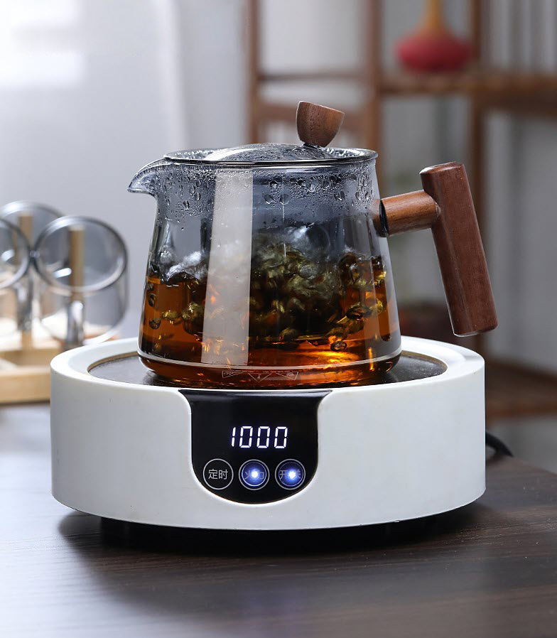 Bình lọc trà bình trà thủy tinh có lõi lọc tay cầm gỗ GX011