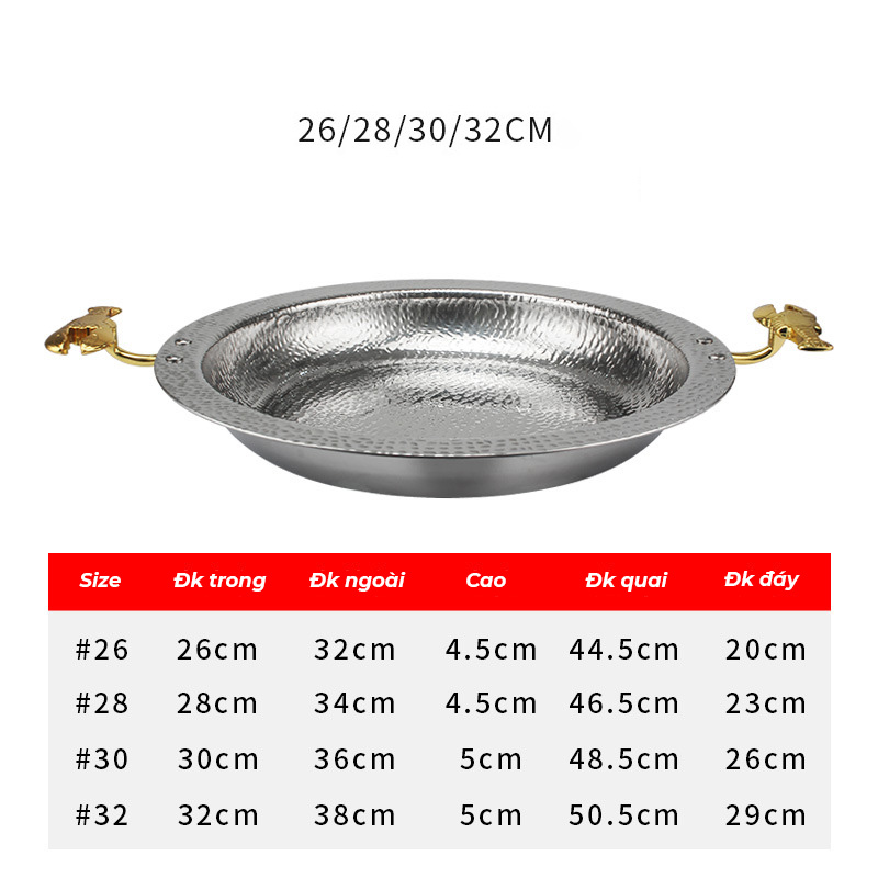 Nồi lẩu khô 3 lớp inox 304 handmade OEM MF6652