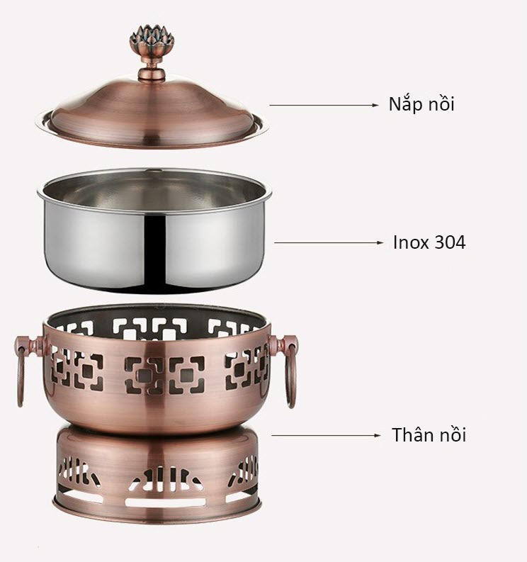 Nồi lẩu 1 người cổ điển 15.5cm inox 304 OEM YH0017
