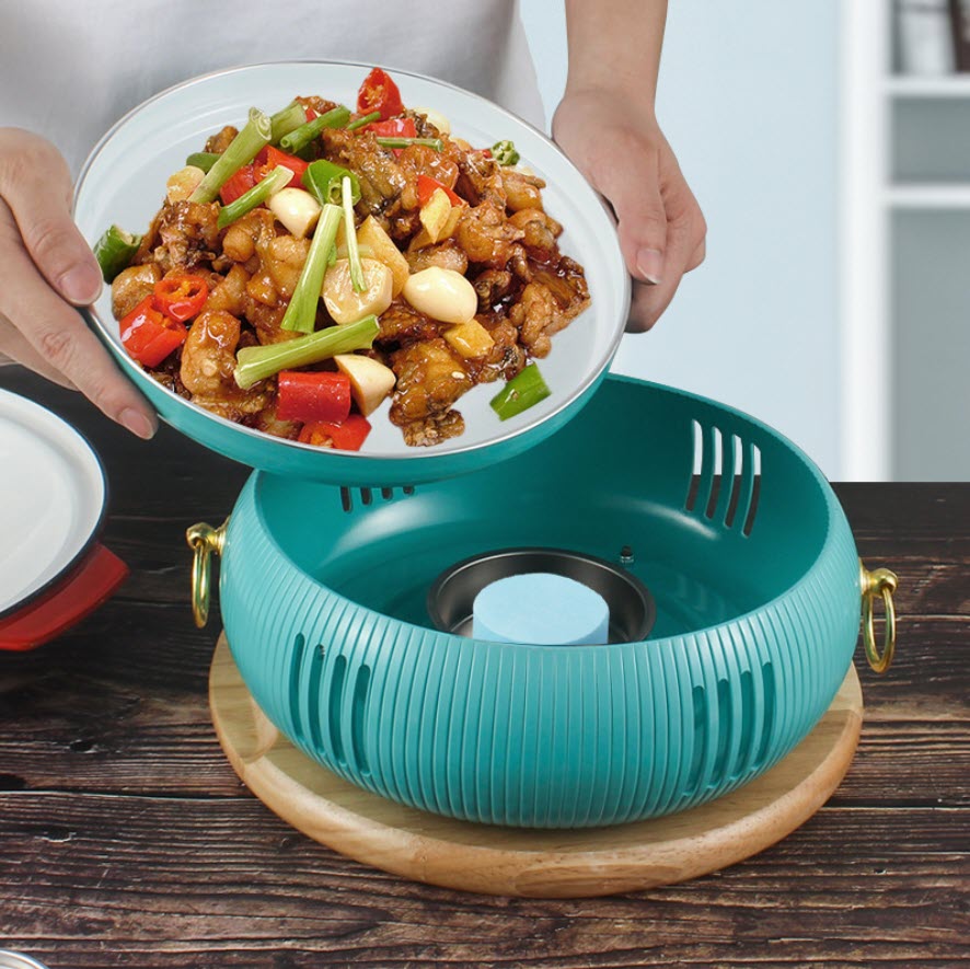 Bộ chảo tráng men hâm nóng thức ăn kèm bếp cồn dùng lẩu khô OEM CD1485