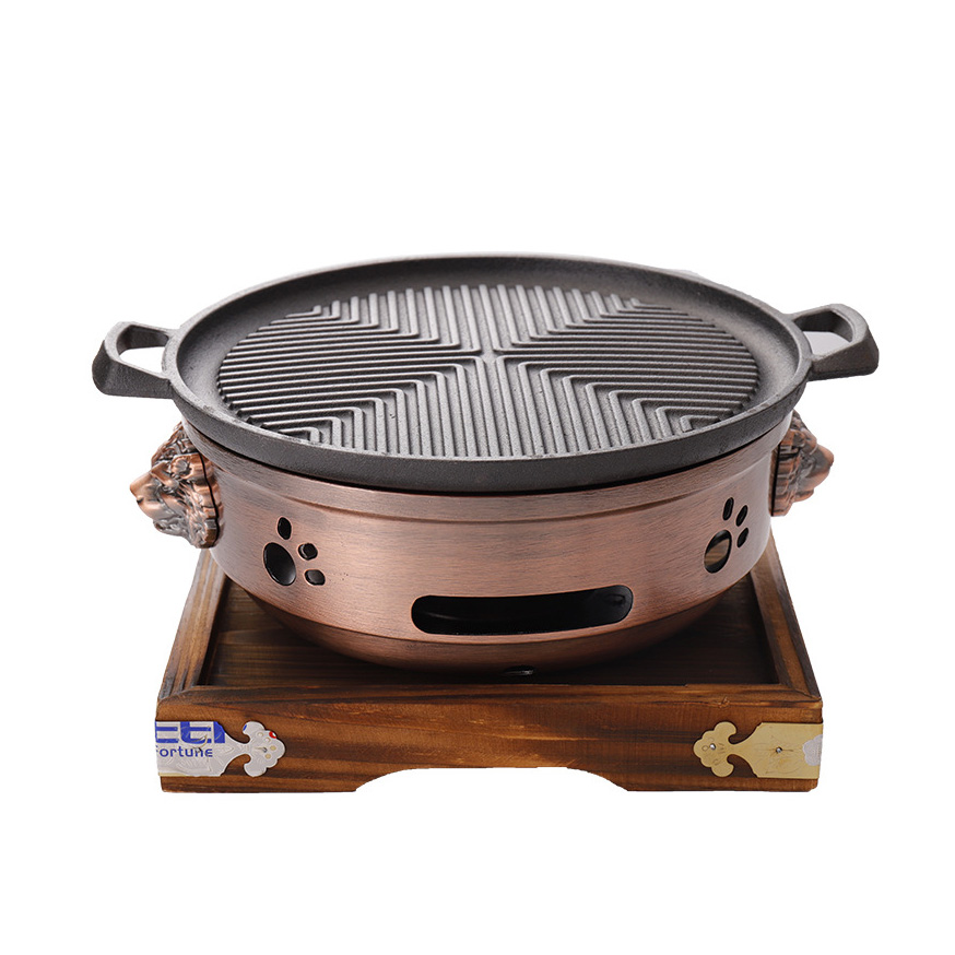 Bếp nướng cồn Chảo gang nướng thịt BBQ kèm bếp cồn nướng hải sản OEM SS812