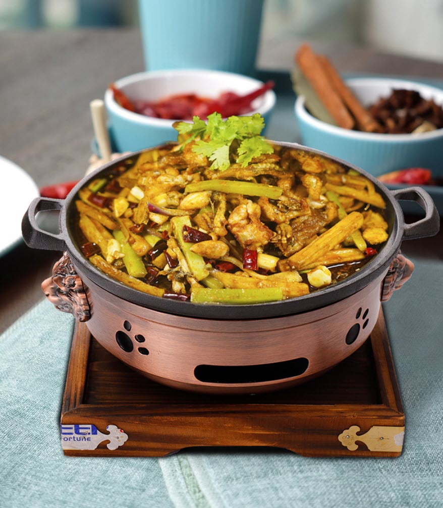 Bếp nướng cồn Chảo gang nướng thịt BBQ kèm bếp cồn nướng hải sản OEM SS812