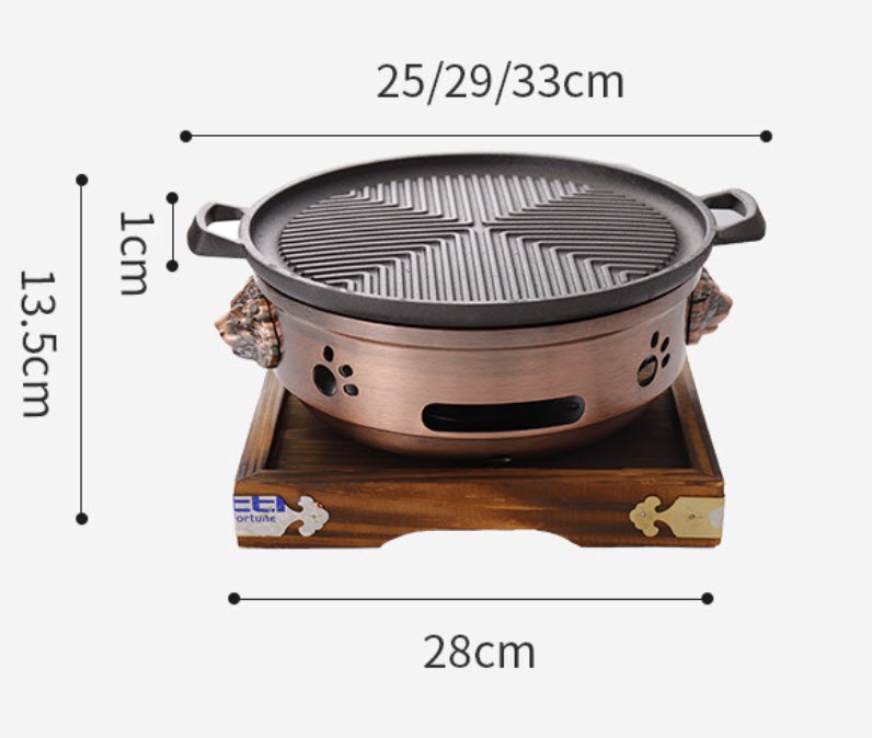 Bếp nướng cồn Chảo gang nướng thịt BBQ kèm bếp cồn nướng hải sản OEM SS812