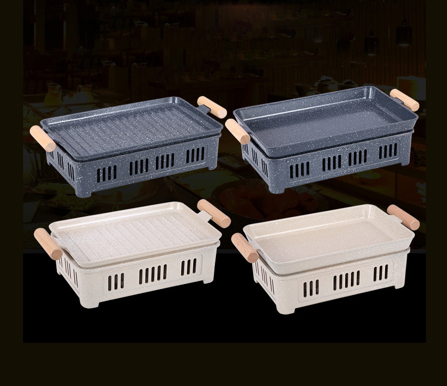 Khay nướng thịt kèm bếp cồn hâm nóng cá, hải sản, các món ăn buffet SS861