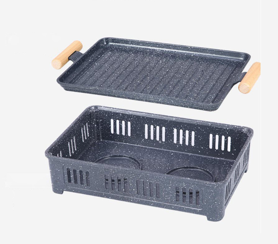 Khay nướng thịt kèm bếp cồn hâm nóng cá, hải sản, các món ăn buffet SS861