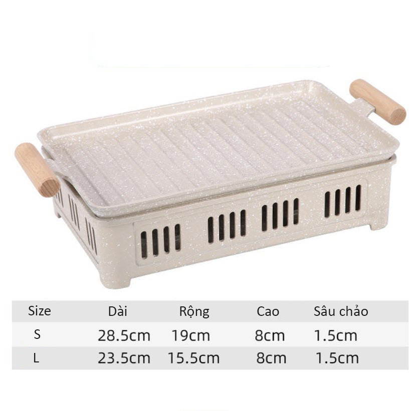 Khay nướng thịt kèm bếp cồn hâm nóng cá, hải sản, các món ăn buffet SS861