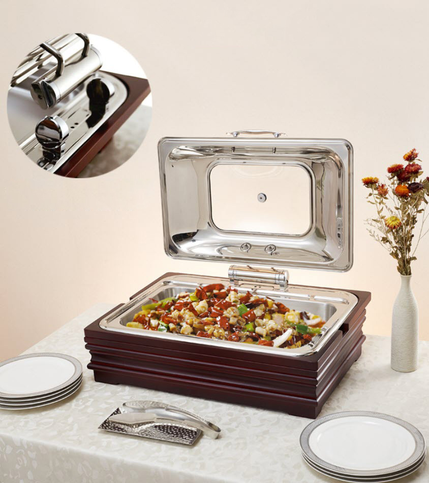 Nồi hâm nóng thức ăn buffet vỏ gỗ dùng điện OEM XM101