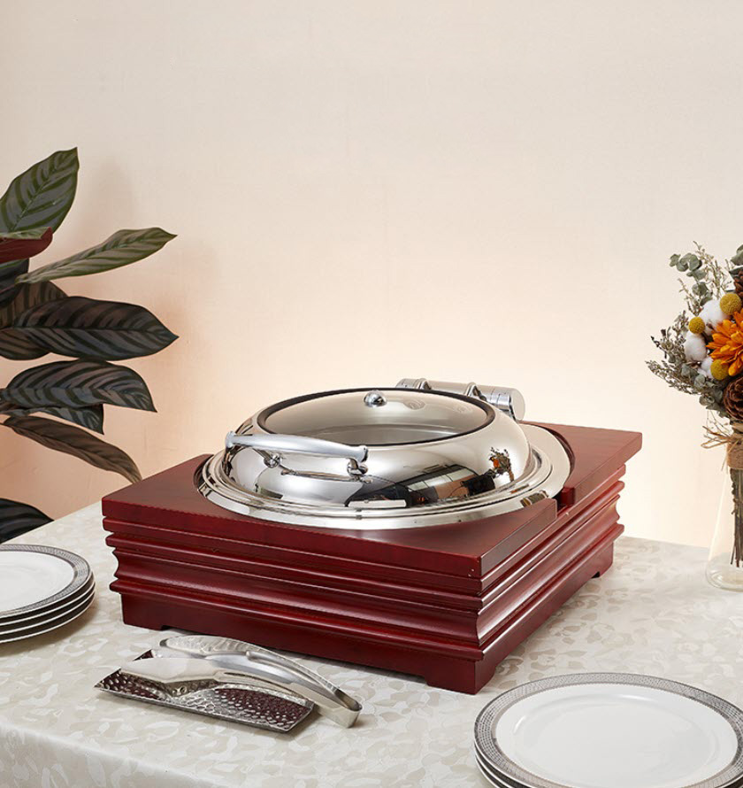 Nồi hâm nóng thức ăn buffet vỏ gỗ dùng điện OEM XM101